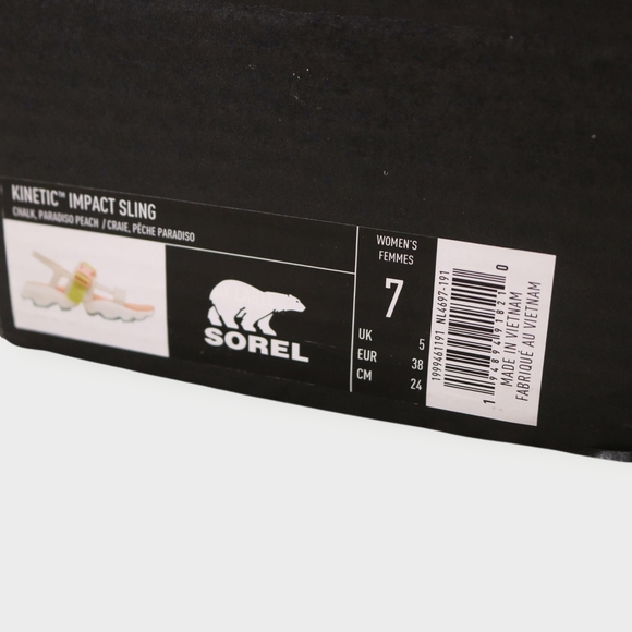 Women's Sandals SOREL Kinetic™ Impact Sling Chalk, Paradiso Peach Size US 7 New - Picture 3 of 7